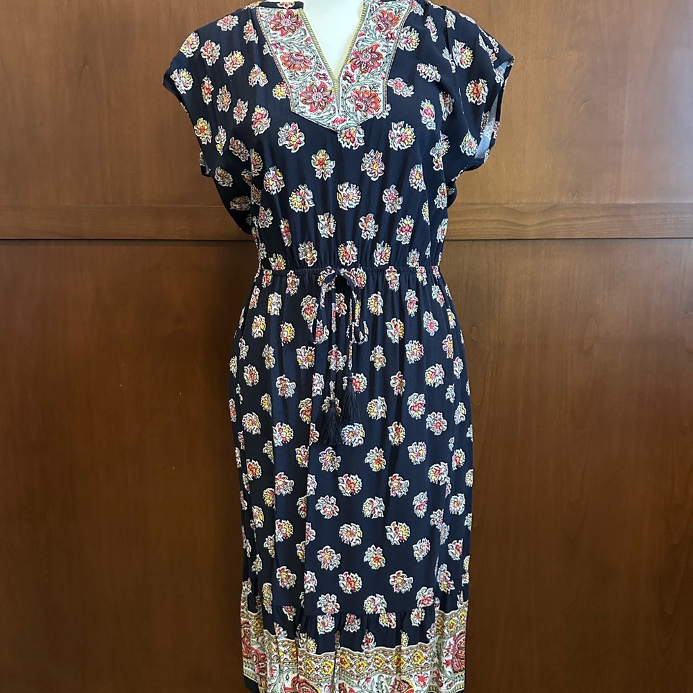LOFT Floral Navy Print Dress